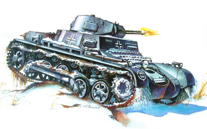 German Pz.Kpfw.I Ausf.B tank in snow