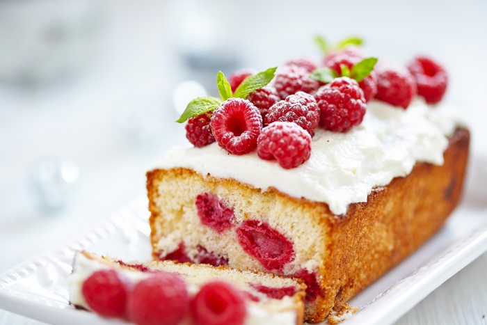 Raspberry Pound Cake with Whipped Cream