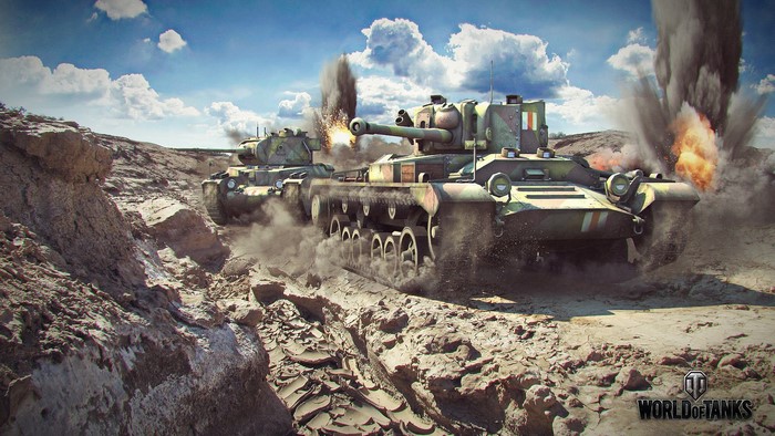 Valentine tanks in battle in World of Tanks