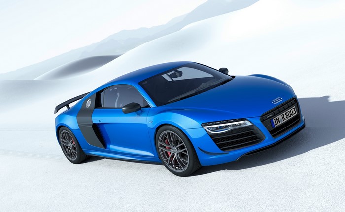 Blue Audi R8 LMX in a White Landscape