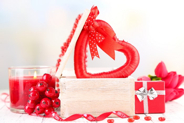 Valentine's Day Gift Box with Heart and Candle