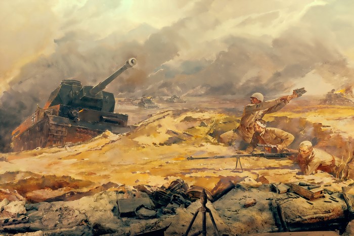 4K War Scene with Tanks and Soldiers