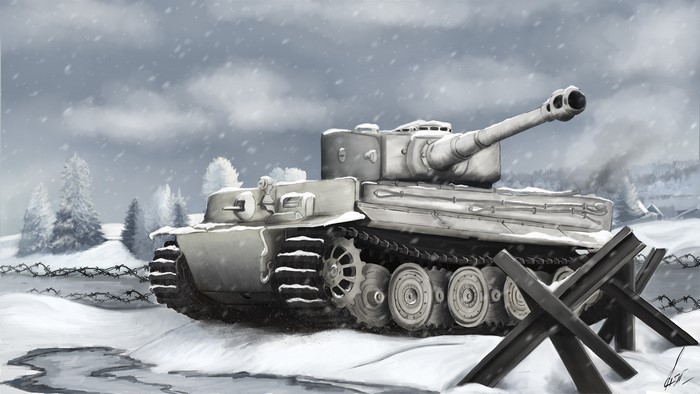 Panzerkampfwagen VI tank in a snowy landscape