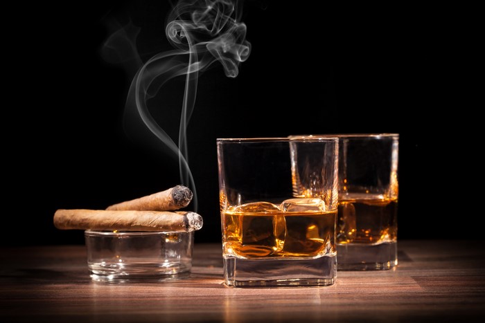 Whiskey and Smoking Cigars with Smoke