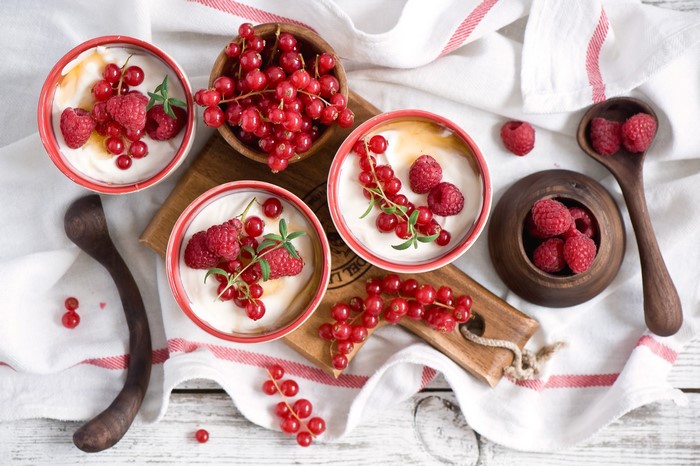 Yogurt with Raspberries and Red Currants