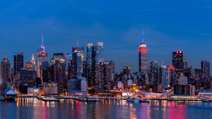 New York City skyline with Empire State Building at night