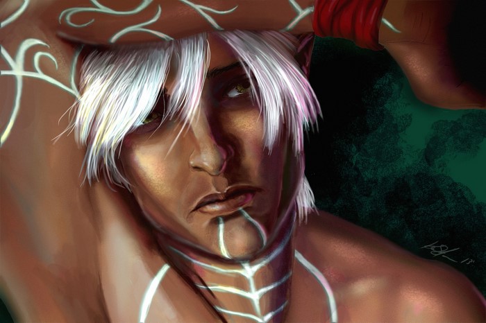 Elf with white hair from Dragon Age