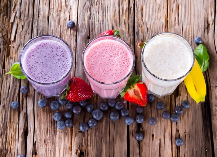 Three Smoothies with Berries and Banana
