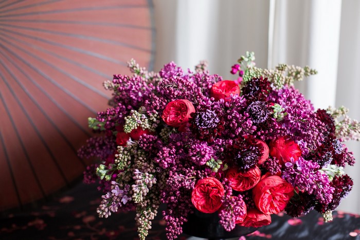 Bouquet of Roses and Lilacs