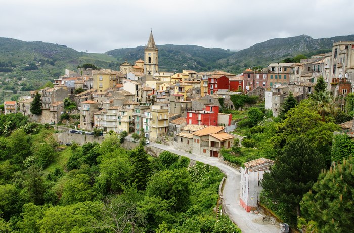 Houses and roads in a Sicilian village
