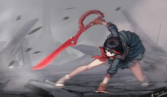 Ryuko Matoi from Kill la Kill with giant scissors
