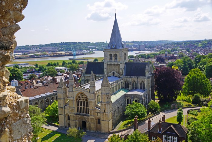 Rochester Cathedral and cityscape, United Kingdom