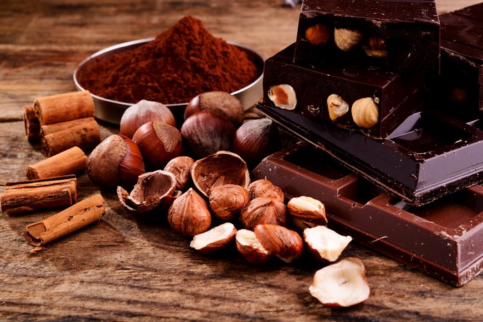 Chocolate, Hazelnuts, Cinnamon, and Cocoa Powder