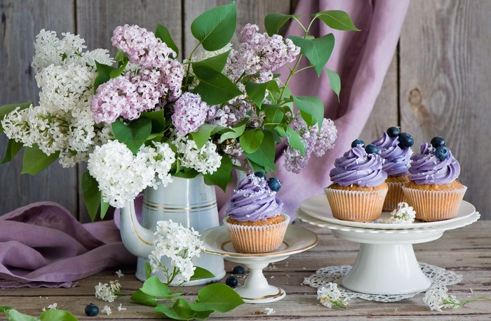 Still-life with Lilacs and Cupcakes