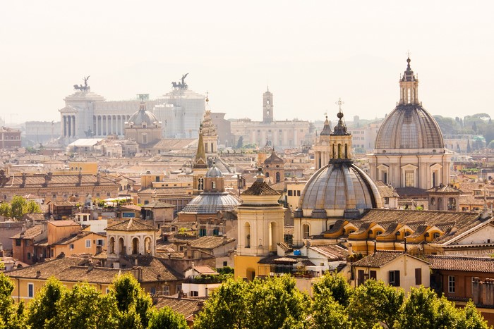 Rome cityscape with domes and historic buildings