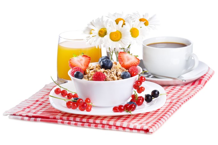 Breakfast with Juice, Coffee, and Berries