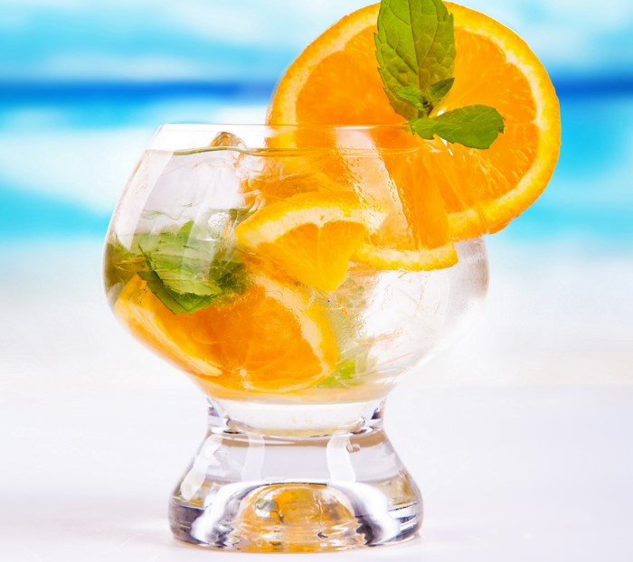 Orange and Mint Drink in a Glass