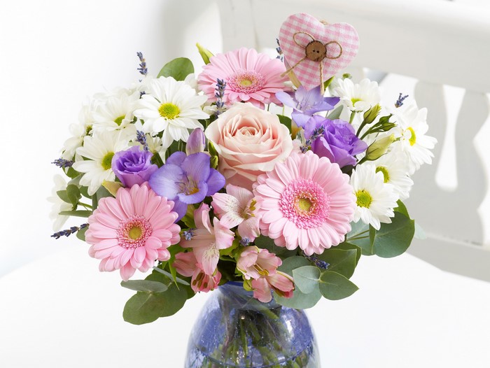 Bouquet of Gerberas, Roses, Alstroemeria, Freesia, and Chrysanthemums
