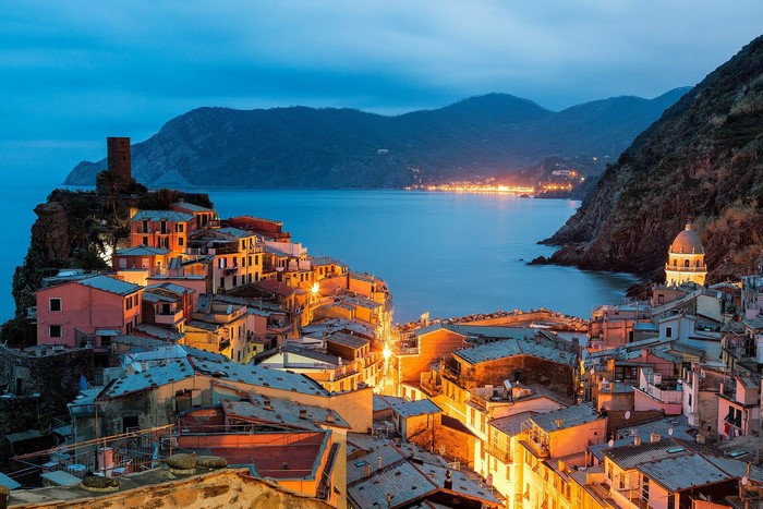Vernazza, Cinque Terre, Italy at Dusk
