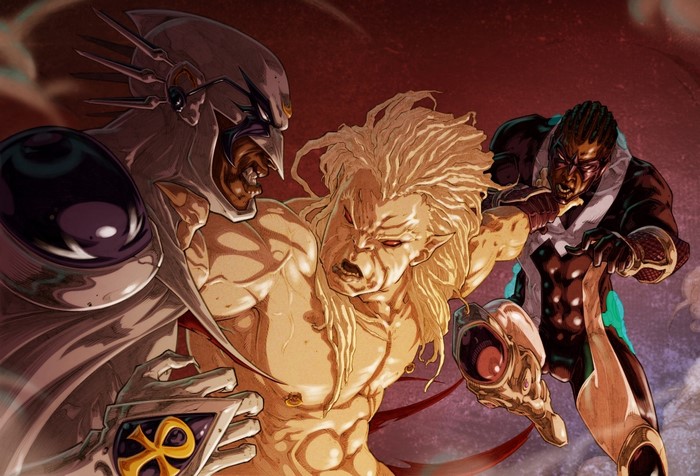 Captain Africa and Purge battling monsters
