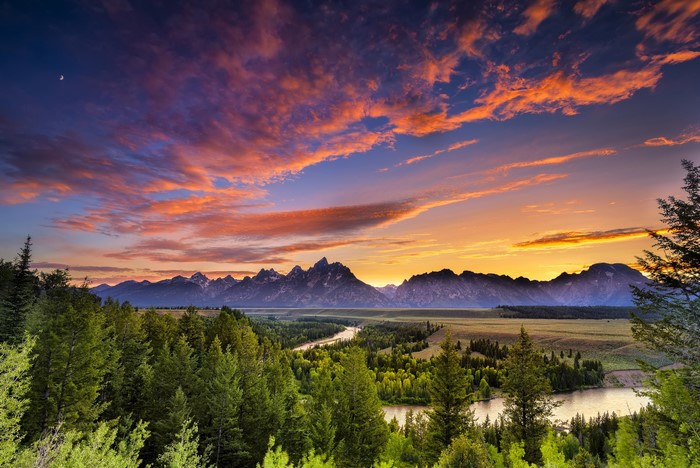 Grand Teton National Park at Sunset, Wyoming, USA