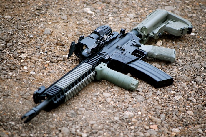 AR-15 rifle with telescopic sight