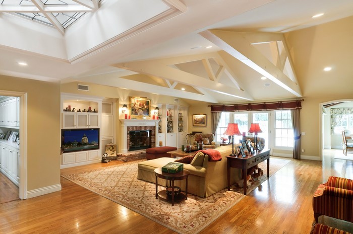 Living room with fireplace and sofa