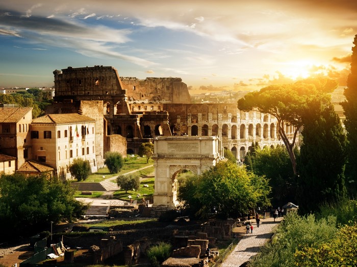 Colosseum and Arch of Constantine, Rome, Italy