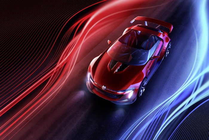 Red Volkswagen GTI Roadster from above