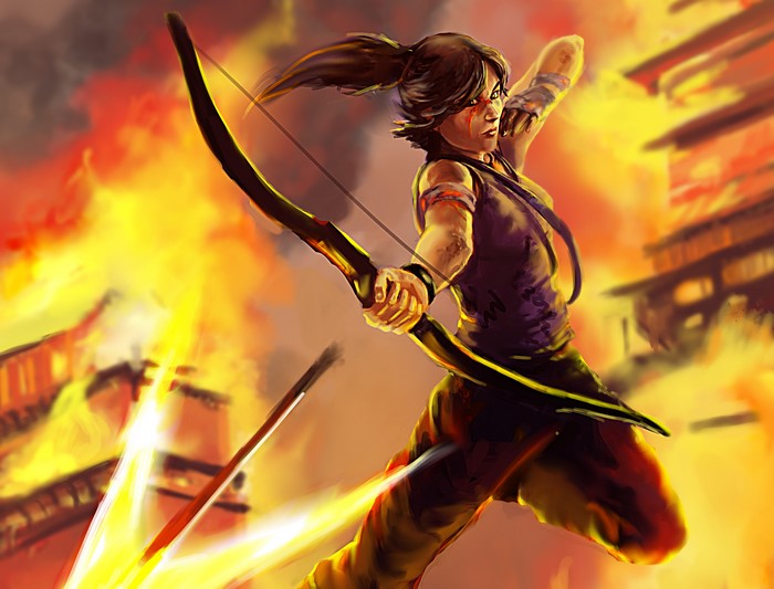 Lara Croft from Tomb Raider with bow and arrow