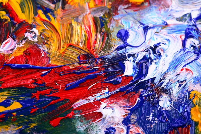 Abstract painting with thick impasto brushstrokes