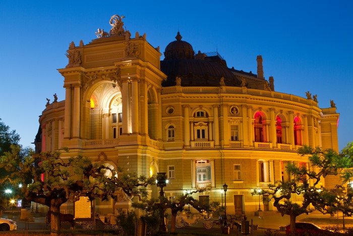 Odessa Opera and Ballet Theater at Night, Ukraine