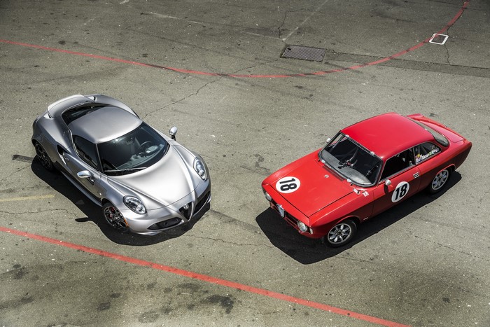 Alfa Romeo 4C and classic Alfa Romeo race car