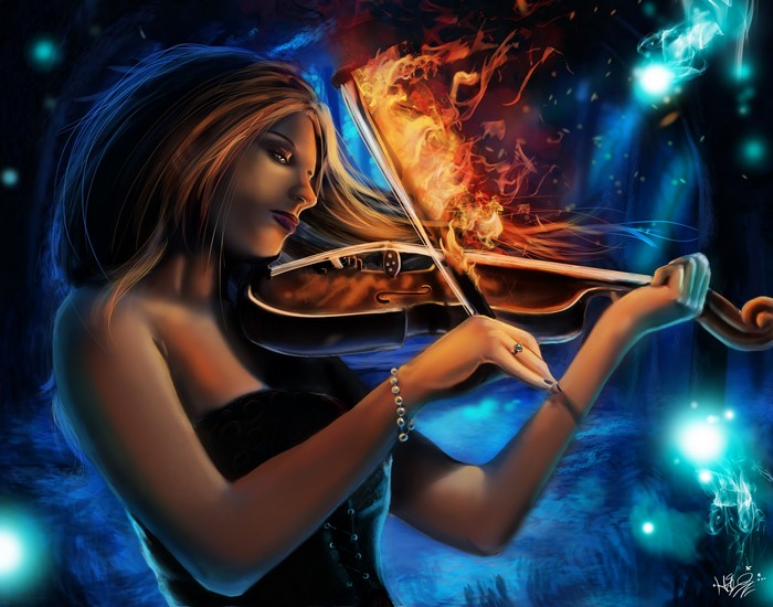 Violin with Fire and Magic