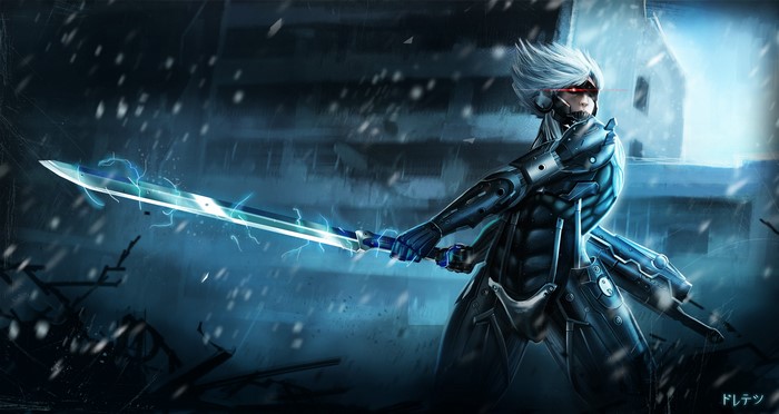 Raiden from Metal Gear Rising: Revengeance with lightning sword