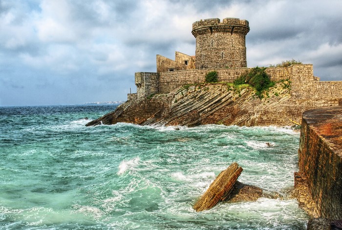 Fort Sokoa castle on a rocky coast in France