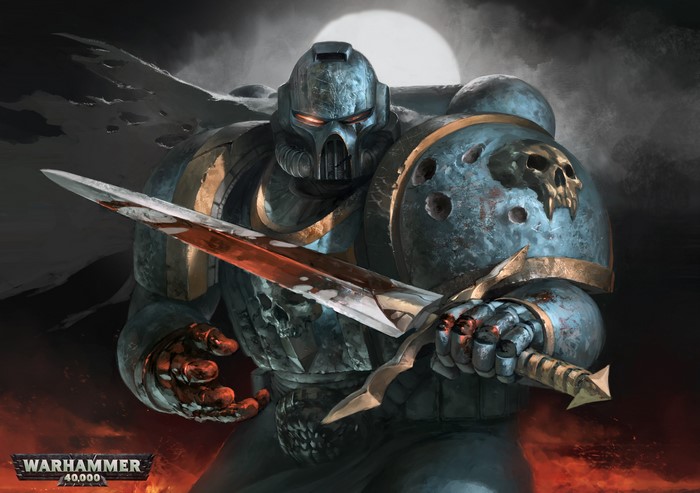 Warhammer 40,000 Space Marine with bloody sword
