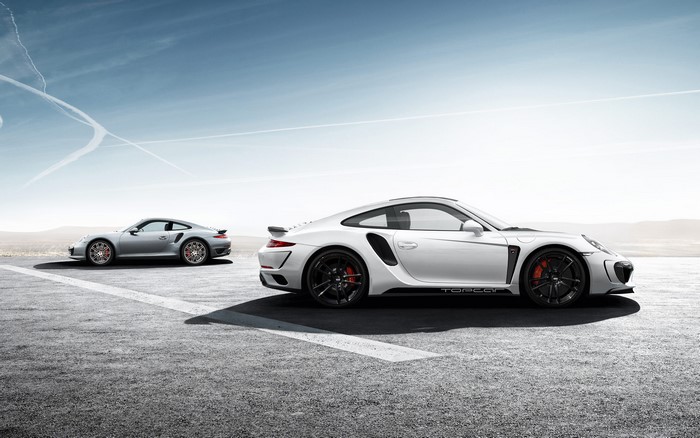 Two Porsche 911 991 Turbo S cars on asphalt