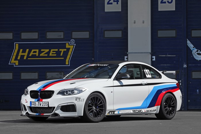 White 2014 BMW M235i RS Tuningwerk with racing stripes