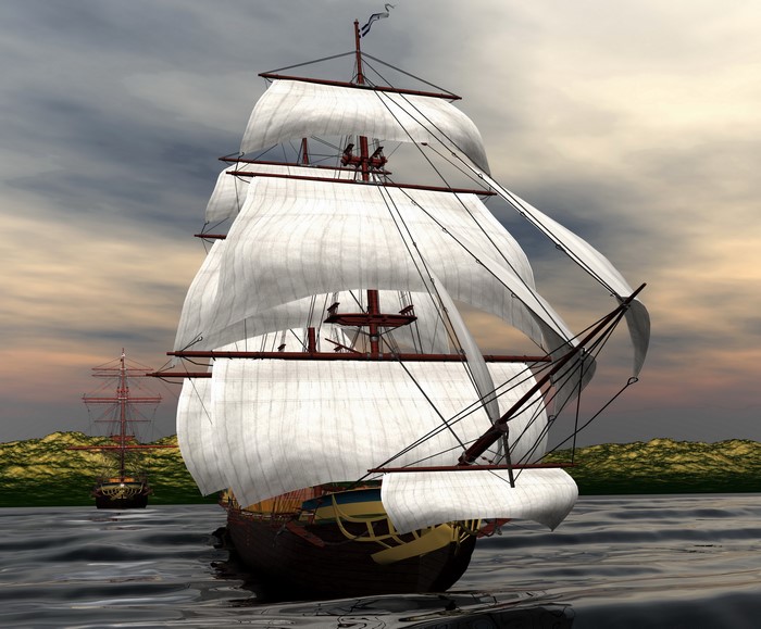 Ships sailing on the sea