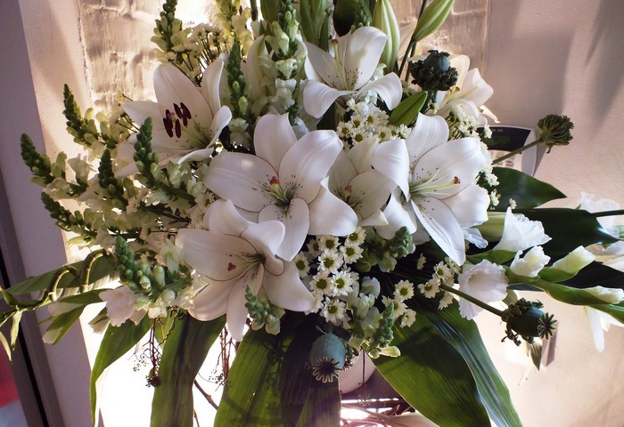 White lilies and flowers bouquet