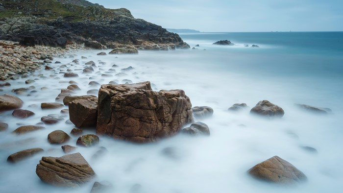 Porthnanven Cornwall Coast with Stones