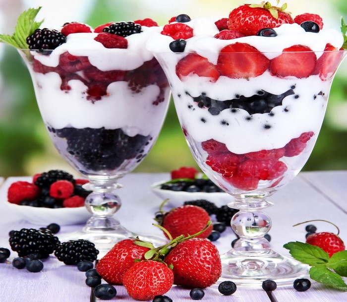 Berry Parfaits with Strawberries, Blueberries, and Blackberries