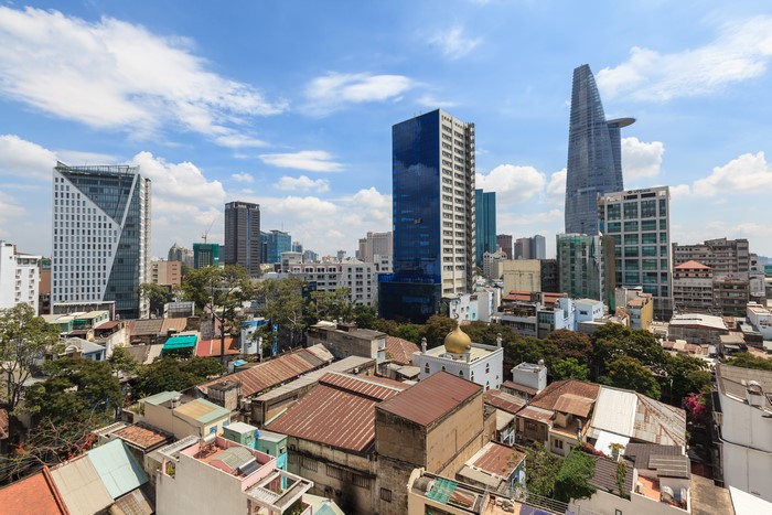 Ho Chi Minh City Vietnam Skyline with Buildings and Houses