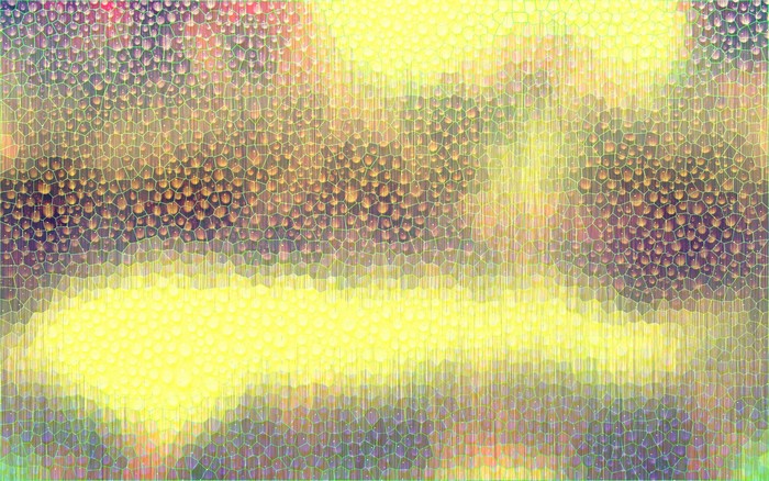 Abstract mosaic with yellow and purple hues