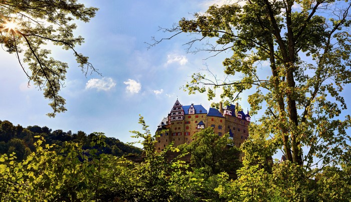 Eltz Castle in Germany with Trees and Sky