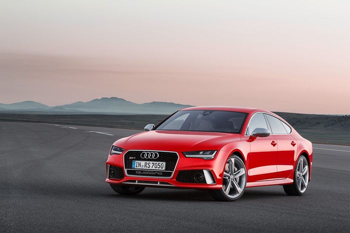 Red Audi RS7 Sportback Quattro on a Road