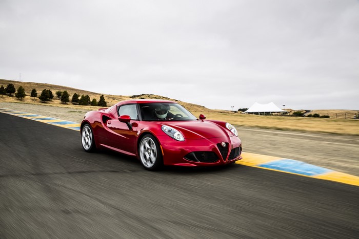 Red Alfa Romeo 4C on a Race Track