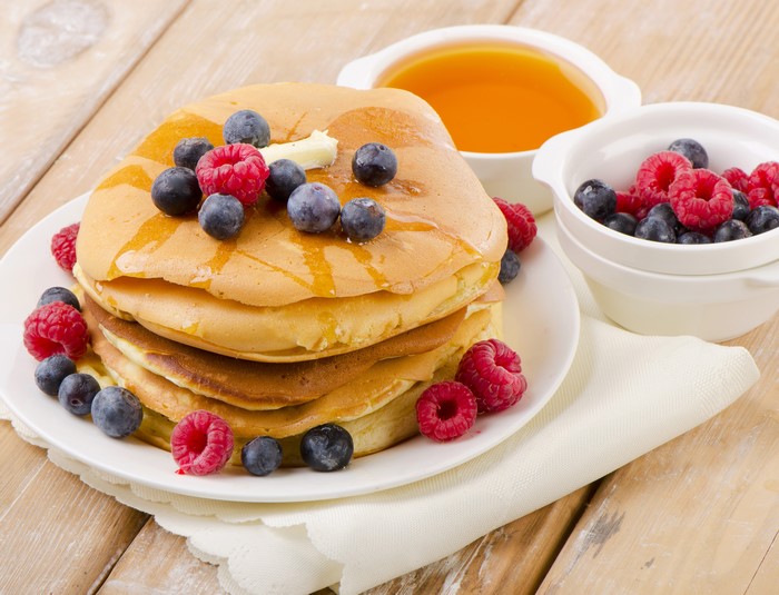 Pancakes with Berries and Honey