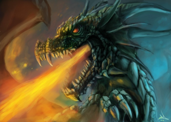 Dragon breathing fire
